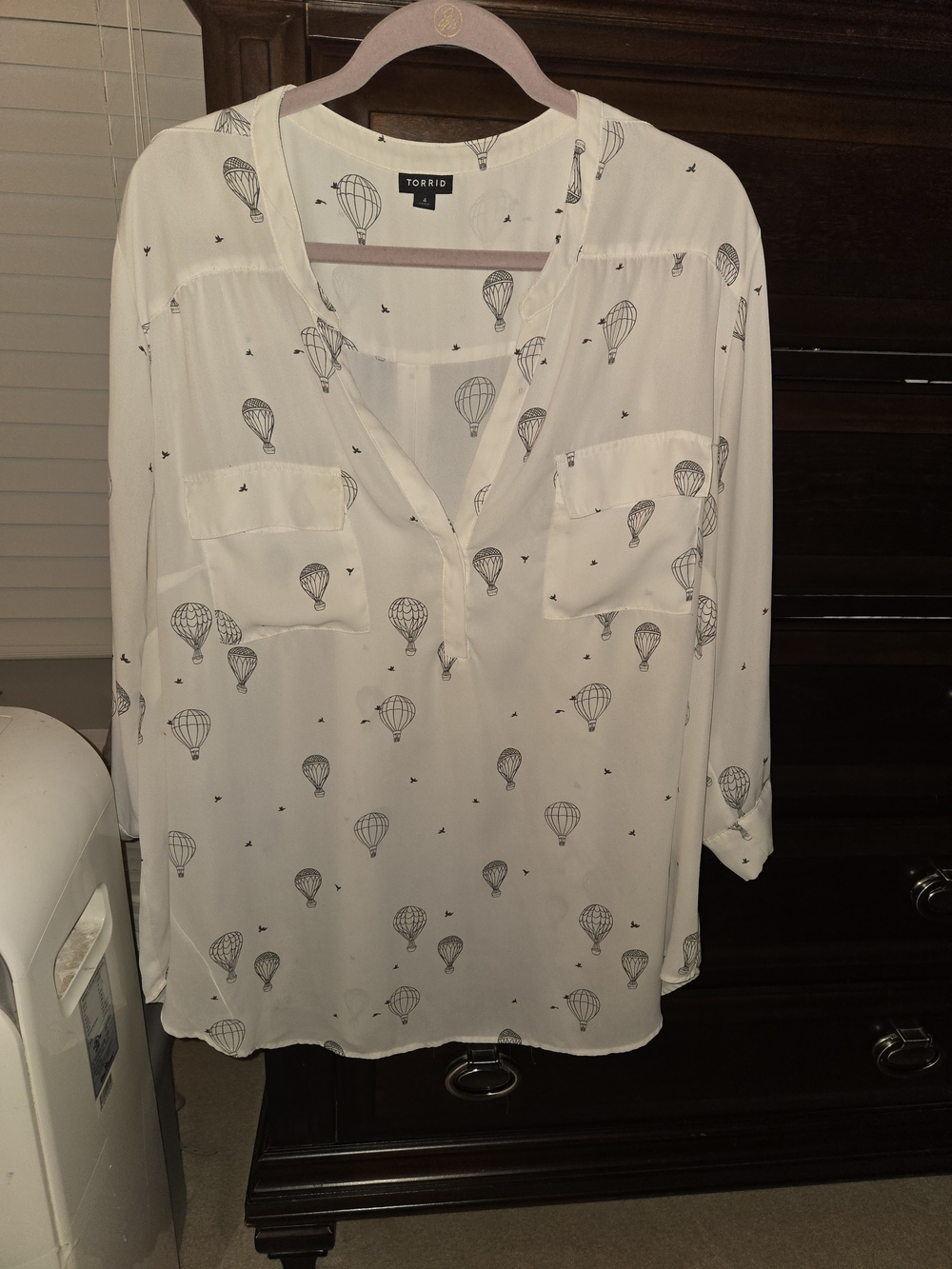 Torrid White Balloon Print Utility Blouse